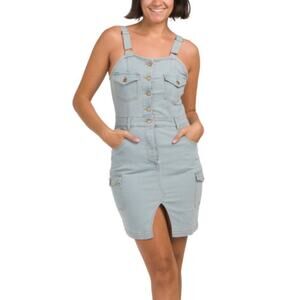NWT BEBE Women's Sleeveless Button Front Denim Mini Dress